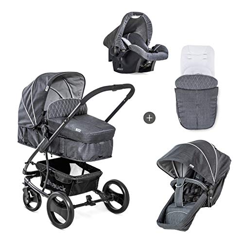 Hauck Pacific 4 Shop N Drive - Carro de Bebe de 6 Piezas, hasta 25 kg, Grupo 0+, Capazo Transformable, Silla Reversible, Colchón, Cubrecapazo, Cubrepies, Saquito, Ligero, Melange Charcoal (Gris) Hauck Pacific 4 Shop N Drive - Carro de Bebe de 6 Piezas, hasta 25 kg, Grupo 0+, Capazo Transformable, Silla Reversible, Colchón, Cubrecapazo, Cubrepies, Saquito, Ligero, Melange Charcoal (Gris)