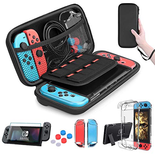 HEYSTOP Nintendo Switch Accesorio, Nintendo Switch Funda + Funda de Transporte para Nintendo Switch + Nintendo Switch Protector de Pantalla + Apretones de Pulgar HEYSTOP Nintendo Switch Accesorio, Nintendo Switch Funda + Funda de Transporte para Nintendo Switch + Nintendo Switch Protector de Pantalla + Apretones de Pulgar