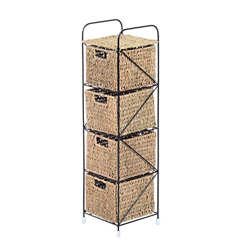 HOMCOM Estanteria Metal Estantes 20x20x78cm 4 Cajones Cesta Mimbre Almacenamiento Nuevo HOMCOM Estanteria Metal Estantes 20x20x78cm 4 Cajones Cesta Mimbre Almacenamiento Nuevo