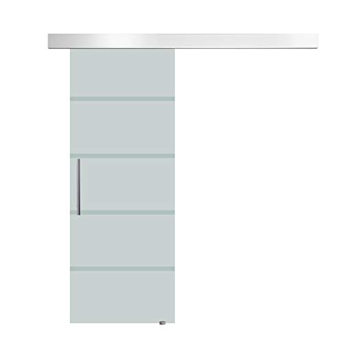 HOMCOM Puerta Corredera 205x77.5cm Puertas Correderas Cristal a Rayas sin Obra NUEVO