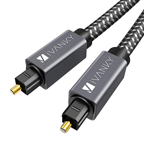 IVANKY Cable Óptico Audio Digital 1,8 m (Audio Impecable, Conexión Estable, Durable Nylon Trenzado) Cable Digital Audio Compatible con Barra de Sonido, TV, PS4, Xbox, Samsung, LG, Vizio - 6ft