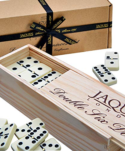 Jaques of London Dominós - Club Double Six Dominoes en una Caja de Madera con Tapas deslizantes Jaques of London Dominós - Club Double Six Dominoes en una Caja de Madera con Tapas deslizantes