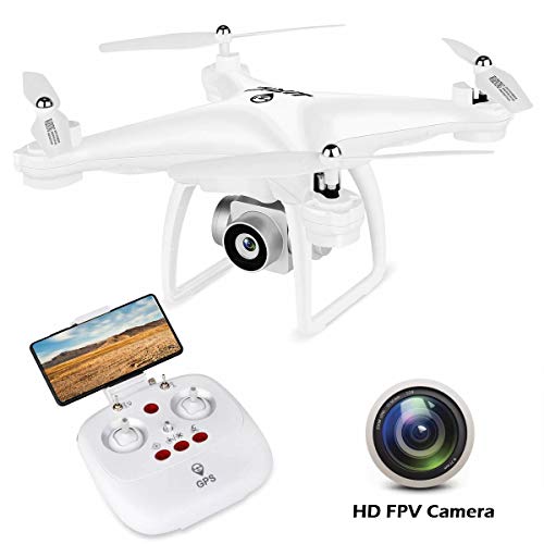 JJRC JJPRO GPS Drone, H68G RC Drone con cámara 720P HD Video en vivo 5G WiFi FPV Quadcopter con distancias de control de 980 pies, Sígueme, Smart Return Home Modo sin cabeza 3D Flip RTF (Blanco)
