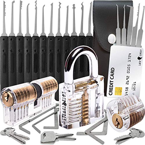 Juego de Ganzúas 30 Piezas + 3 Candados Transparentes para Prácticas y Tarjeta de Crédito con Ganzúas Set de Herramientas LockCowboy + Regalo: Guía Electrónica para Cerrajeros Novatos y Profesionales Juego de Ganzúas 30 Piezas + 3 Candados Transparentes para Prácticas y Tarjeta de Crédito con Ganzúas Set de Herramientas LockCowboy + Regalo: Guía Electrónica para Cerrajeros Novatos y Profesionales