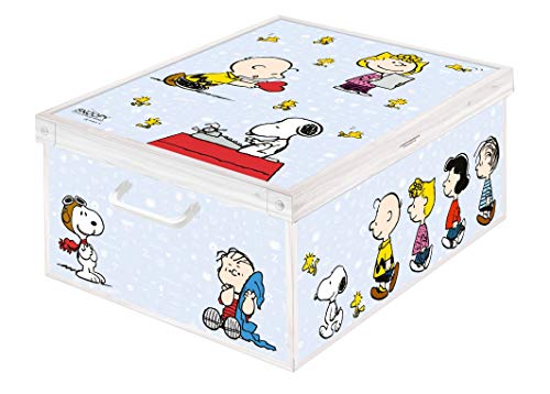 Kanguru 1 Caja de almacenamiento en cartòn Lavatelli, PEANUTS Snoopy, facil montaje, resistente, 39x50x24cm, Grande, Set de 18 Piezas