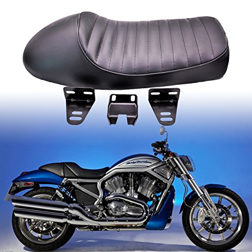 KaTur - Sillín acolchado, universal, con elevación, de estilo vintage, color negro, para motocicletas Cafe Racer Honda CB125S, CB550, CL350, 450, CB o CL KaTur - Sillín acolchado, universal, con elevación, de estilo vintage, color negro, para motocicletas Cafe Racer Honda CB125S, CB550, CL350, 450, CB o CL