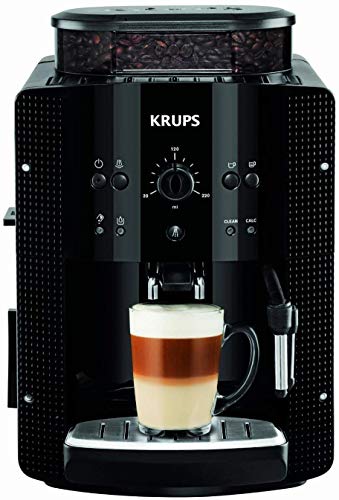 Krups EA8108 Roma - Cafetera Superautomática, 15 bares, molinillo de café cónico de metal, con selección de cantidad e intensidad de café, boquilla de vapor, 2 boquillas, incluye kit limpieza