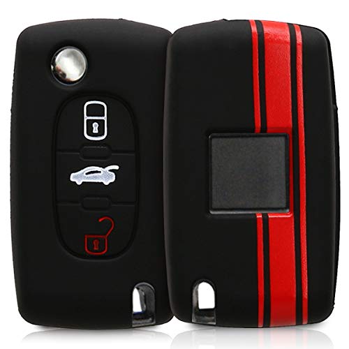 kwmobile Funda Compatible con Llave de 3 Botones para Coche Peugeot Citroen - Carcasa Protectora Suave de Silicona - Rally