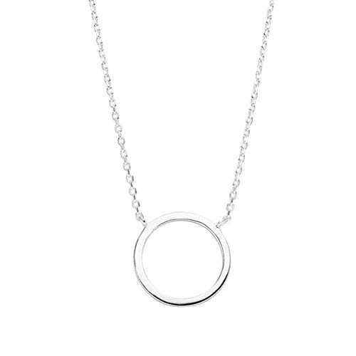 Laimons – Colgante para mujer, collar con colgante de círculo, anillo redondo de 17 mm con cadena de 45 cm, plata de ley 925