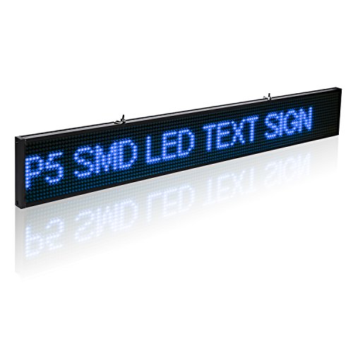 Leadleds LED Display ultra delgado diseño P5mm 16X96 píxeles SMD LED programable desplazamiento de mensajes de señalización bordo, PC software cambiar mensajes (azul)
