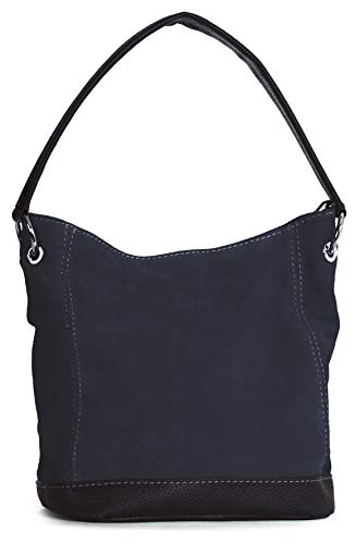 LiaTalia - Bolso cabas/tote/hobo de hombro o mano para mujer de gamuza suave (Tamaño medio) - 'Denise'(Azul marino)