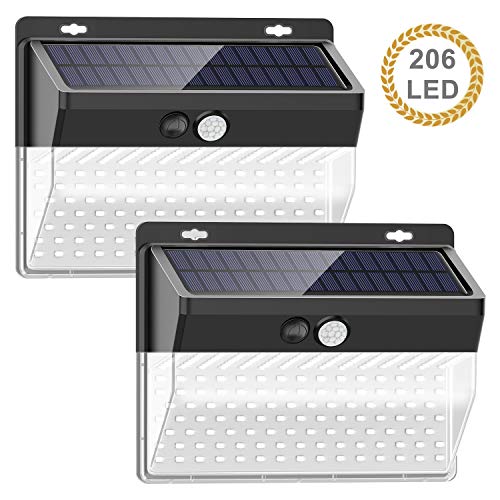 Luces solares al aire libre【206 LED / 3 Modos】, SEZAC Luces de seguridad solar Luces de sensor de movimiento solar Impermeable 65 Luces al aire libre para jardín Cerca de garaje (paquete de 2) Luces solares al aire libre【206 LED / 3 Modos】, SEZAC Luces de seguridad solar Luces de sensor de movimiento solar Impermeable 65 Luces al aire libre para jardín Cerca de garaje (paquete de 2)
