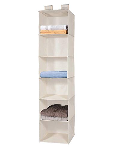 MaidMAX Organizador de Armario de 6 Niveles, Estantería Colgante de Tela, Estante de Tela para Armario, Organizador de Ropa, para Guardar Ropa, Toallas, etc, Beige