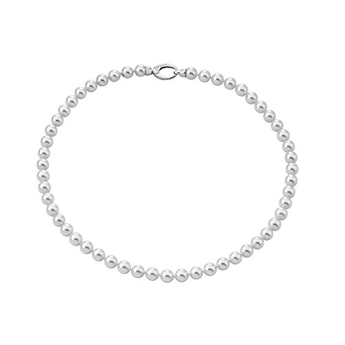 Majorica - Collar Corto de 45 cm, 7 mm Perlas Blancas Redondas