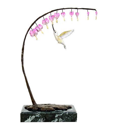 Martin Klein - Escultura de bronce con colibrí en cóncavo, figura de animales de Martin Klein - Naturaleza - Arte moderno - decoración interior - Altura: 33 cm - Decoración - Figura 100% bronce