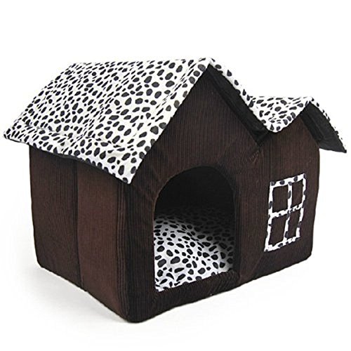 Mascota Habitacion - TOOGOO(R)Lujo Alto-Final Doble Mascota Casa Marron Perro Habitacion 55 x 40 x 42 cm