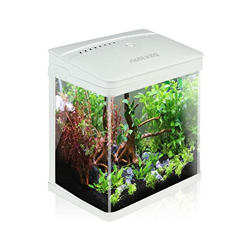 Nobleza - Acuario de Cristal con Cubierta y Luces LED. Sistema de Filtro de 7 litros. Color Blanco Nobleza - Acuario de Cristal con Cubierta y Luces LED. Sistema de Filtro de 7 litros. Color Blanco