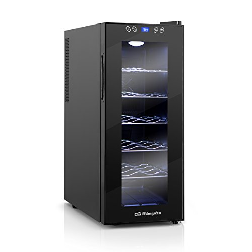 Orbegozo VT 1210, Vinoteca 12 Botellas, 70 W, Led, Display Digital, Panel de Control Táctil, 5 Estantes Extraíbles Cromados, 35 l, Negro Orbegozo VT 1210, Vinoteca 12 Botellas, 70 W, Led, Display Digital, Panel de Control Táctil, 5 Estantes Extraíbles Cromados, 35 l, Negro