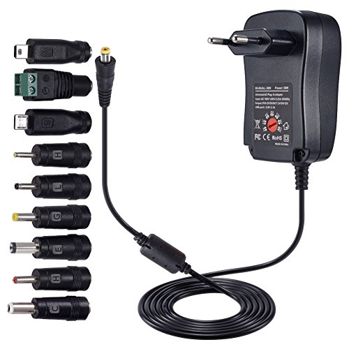 PChero 30W Fuente de Alimentación Universal de AC DC 3V / 4,5V / 5V / 6V / 7,5V / 9V / 12V, con 9pcs Adaptador de Punta de DC y Ranura USB - 2000mA PChero 30W Fuente de Alimentación Universal de AC DC 3V / 4,5V / 5V / 6V / 7,5V / 9V / 12V, con 9pcs Adaptador de Punta de DC y Ranura USB - 2000mA