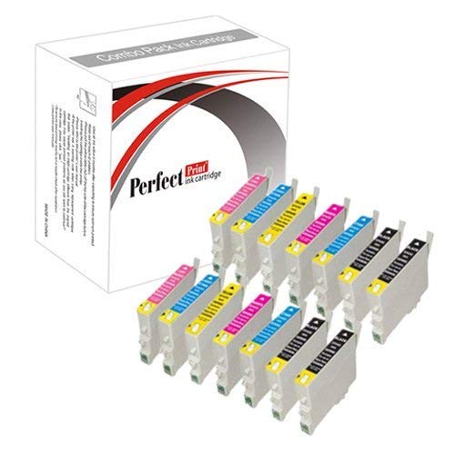 PerfectPrint - 14 cartuchos de tinta compatibles para Epson Stylus Photo R200 R220 R300 R320 R340 RX500 RX600 RX620 RX640, 4x T048, 2x T0482, 2x T0483, 2x T0484, 2x T0485, 2x T0486
