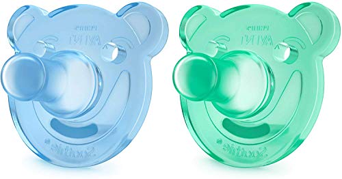 Philips Avent Soothie - Pack de 2 Chupetes calmantes de silicona médica, sin BPA, de 0 a 3 meses, niño, color azul y verde Philips Avent Soothie - Pack de 2 Chupetes calmantes de silicona médica, sin BPA, de 0 a 3 meses, niño, color azul y verde