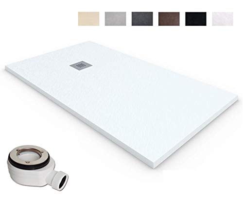 Plato de Ducha RESINA Extraplano EstiloBaño®TERRA - Antideslizante TEXTURA PIZARRA -Todas Las Medidas Disponibles -Varios colores -【70x100, Blanco Ral-9003】- Incluye Válvula desagüe+Rejilla Plato de Ducha RESINA Extraplano EstiloBaño®TERRA - Antideslizante TEXTURA PIZARRA -Todas Las Medidas Disponibles -Varios colores -【70x100, Blanco Ral-9003】- Incluye Válvula desagüe+Rejilla