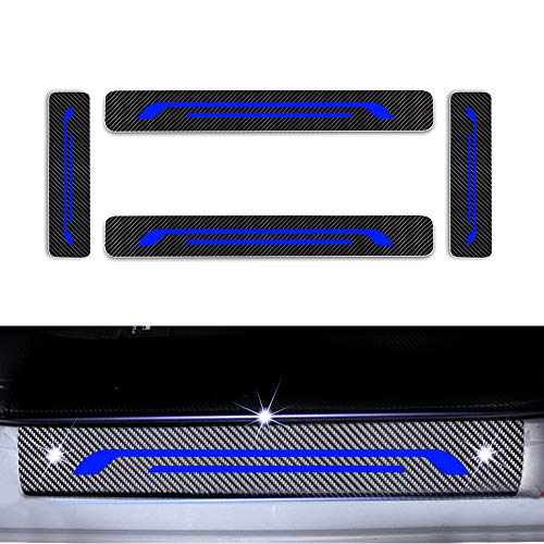 Protectores de Umbral de la Puerta del Coche para Mondeo Mustang S-MAX Galaxy Touraeo Courier 4D Vinilo Fibra de Carbono Adhesiva Pegatinas Azul 4 Piezas