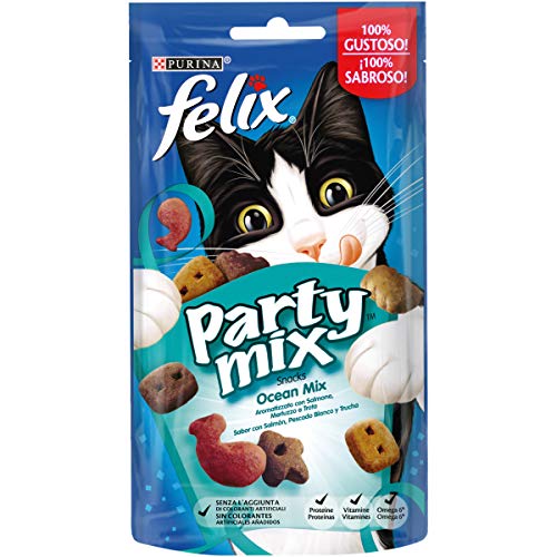 Purina Felix Party Mix Oceano Snacks, golosinas y chuches para gato 8 x 60 g Purina Felix Party Mix Oceano Snacks, golosinas y chuches para gato 8 x 60 g