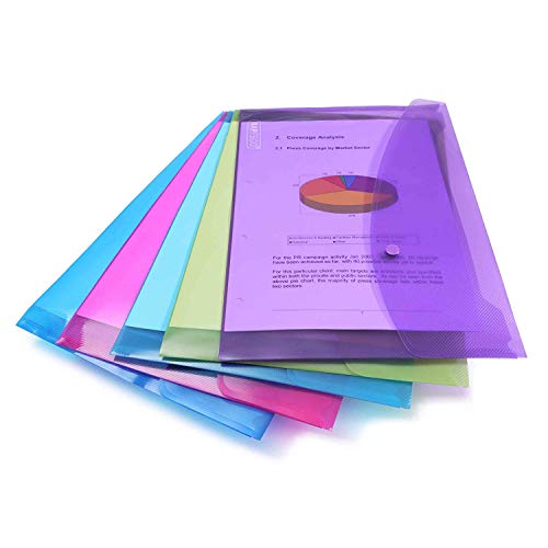 Rapesco Documentos - Carpeta portafolios A4+ horizontal, en varios colores traslúcidos, 5 unidades, polipropileno, foolscap