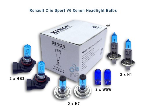 Renault Clio Sport V6 Xenon Headlight Bulbs HB3, H1, H7, W5W