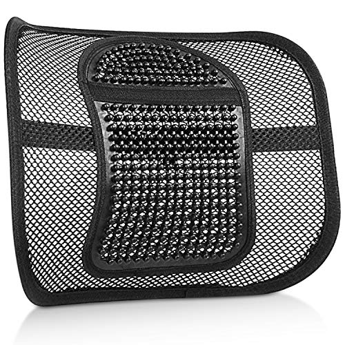 RenFox Cojín Lumbar Soporte para la Espalda Lumbar Soporte para Silla de Oficina Coche corrige la Postura Alivia el Dolor Lumbar (Black-1)