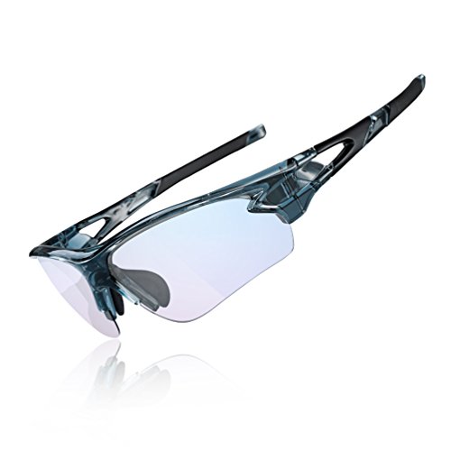 ROCKBROS Gafas de Sol Fotocromáticas Protección UV 400 Anti Azul para Interiores y Exteriores Ordenador Lectura Ciclismo y Deportes al Aire Libre para Hombre y Mujer (Gris)