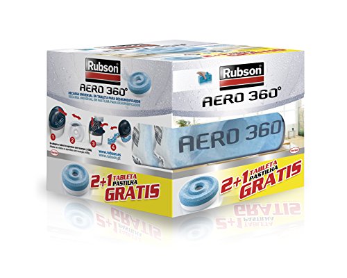 Rubson 2178378 Aero 360º Tabletas de Recambio Neutro, Absorbe Humedad y neutraliza Malos olores, Multicolor, 3x 450 g, Set de 3 Piezas