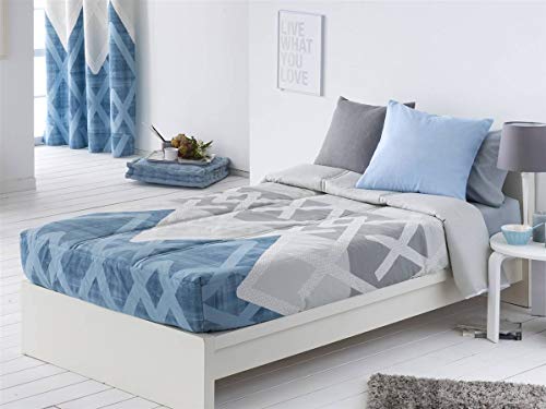 Sansa - Edredón Ajustable AMAN Cama 90 - Color Azul Sansa - Edredón Ajustable AMAN Cama 90 - Color Azul