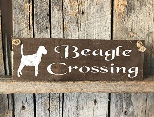 Sar54ryld Beagle Señal de Cruce de Madera, Placa rústica para decoración de Pared, Nuevo Propietario de Cachorro Arte Colgante Fiesta de cumpleaños Regalo para los Amantes de Las Mascotas