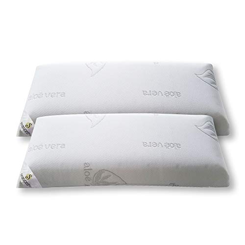 Seasons-Pack 2 Almohadas Viscoelásticas 70 cms, Antiácaros y Antibacterias , tejido Aloe Vera Hilo de Plata.Doble funda Seasons-Pack 2 Almohadas Viscoelásticas 70 cms, Antiácaros y Antibacterias , tejido Aloe Vera Hilo de Plata.Doble funda