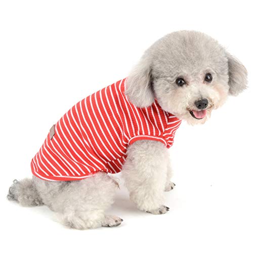 SELMAI - Camiseta básica de Punto de algodón a Rayas para Perros pequeños, Gatos, Cachorros, sin Mangas, Chaleco de Chihuahua, Ropa de Verano (5 Colores)