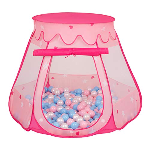 Selonis Tienda 105X90cm/100Bolas De Campaña/Castilo Plegable con Bolas Certificadas 6Cm para Niños, Rosa:Azulclr-Rosaclr-Perla Selonis Tienda 105X90cm/100Bolas De Campaña/Castilo Plegable con Bolas Certificadas 6Cm para Niños, Rosa:Azulclr-Rosaclr-Perla