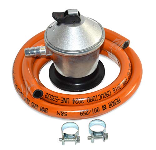 S&M 321771 Regulador de Gas Butano Goma M + 2 Abraz, Gris/Naranja, 1,5 Metros de Tubo S&M 321771 Regulador de Gas Butano Goma M + 2 Abraz, Gris/Naranja, 1,5 Metros de Tubo