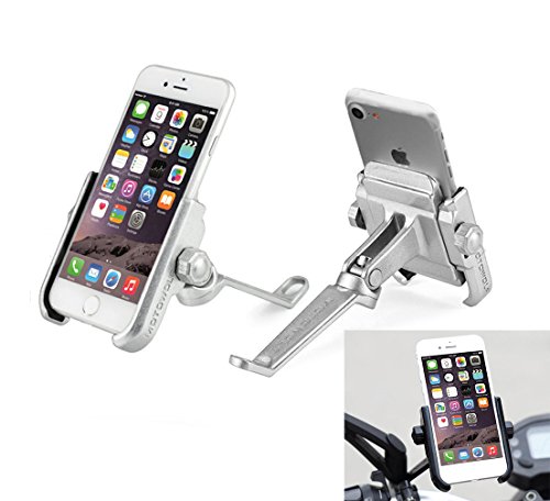 Soporte Smartphone Universal Moto Espejo Retrovisor Rotación de Aluminio para Motociclo Ciclomotor Scooter para Móvil Navegador GPS (Espejo DE Plata) Soporte Smartphone Universal Moto Espejo Retrovisor Rotación de Aluminio para Motociclo Ciclomotor Scooter para Móvil Navegador GPS (Espejo DE Plata)