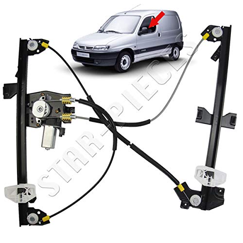 STARKIT PERFORMANCE Elevalunas eléctrico delantero izquierdo conductor con motor, para Citroën Berlingo y Peugeot Partner de 1996 a 2008