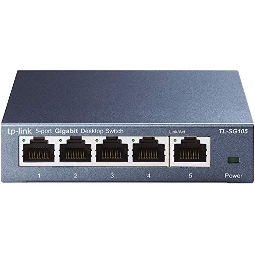 TP-Link TL-SG105 - Switch 5 Puertos 10/100/1000 Switch ethernet, Switch gigabit, Indicador del estado, acero inoxidable con Super disipación de calor, IGMP snooping, QoS