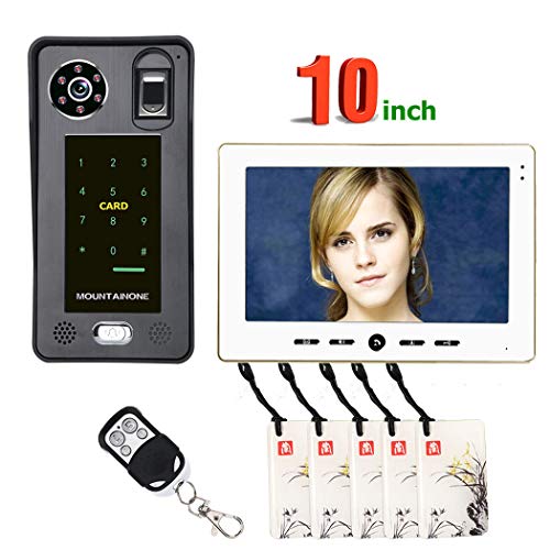 TYXS Sistema de intercomunicador con Timbre de videoportero, interfono con 10 Pulgadas, 1 cámara para casa unifamiliar, cámara infrarroja LCD en Color, visión Nocturna, de Bloqueo eléctrico