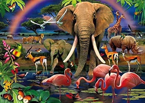 UJGIOY Animals in The African Savannah Wooden Puzzle 1000 Pieces Adult Decompression Children Educational Toys（75 * 50cm）