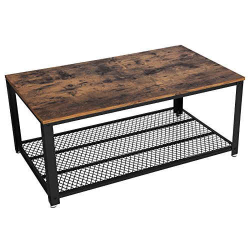 VASAGLE Mesa de Centro, Mesa para Sofá, Estructura Metálica, Fácil de Montar, Estilo Industrial, Estante de Rejilla, para Sala de Estar, Dormitorio, Retro LCT61X VASAGLE Mesa de Centro, Mesa para Sofá, Estructura Metálica, Fácil de Montar, Estilo Industrial, Estante de Rejilla, para Sala de Estar, Dormitorio, Retro LCT61X