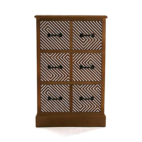 Versa 21080062 Comoda Severn con 6 cajones, Madera de Pino de Nueva Zelanda, Marrón, Blanco y Negro, 94,5 x 35,5 x 59,5 cm