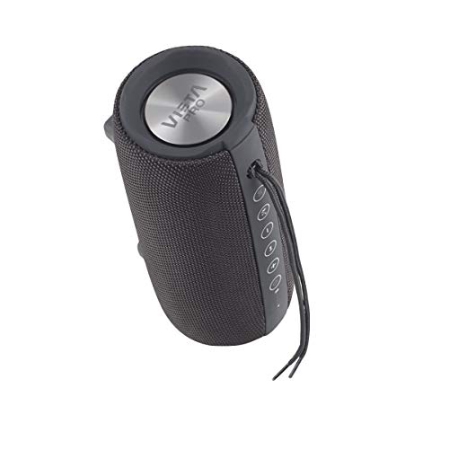 Vieta Pro Upper - Altavoz portátil (Bluetooth, Radio FM, micrófono integrado, True Wireless Dual pair, Reproductor USB, Lector de tarjeta Micro SD, Resistencia al agua IPX6) color negro