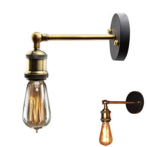 ✨Vintage Industrial luz antigua pared lámpara cabeza cobre montaje accesorios pared Retro lámpara de pared con la lámpara de Edison E27 Socket (Single light)
