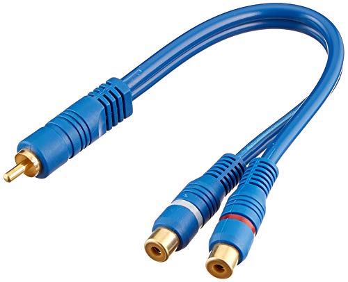 Vse 365106 - Cable Divisor RCA Y (1 x Macho a 2 x Hembra, Doble blindaje), Color Azul