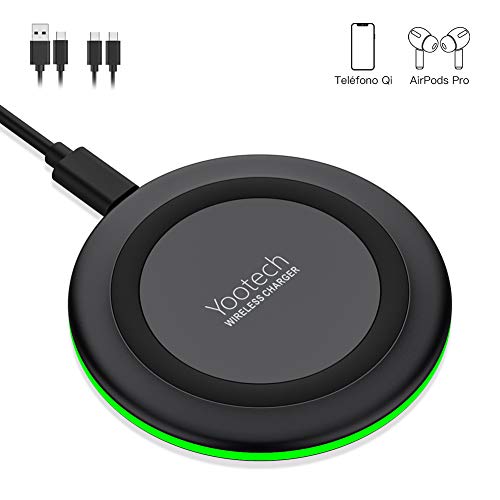 yootech Cargador Inalámbrico Rápido, 7.5W Qi Carga Inductiva para iPhone SE 2020/11/11 Pro/11 Pro MAX/XS MAX/XR/XS/X/8+/8, 10W para Galaxy S20/Note 10/S10/S10e/S9/Note 8/S8, AirPods Pro(NO Adaptador) yootech Cargador Inalámbrico Rápido, 7.5W Qi Carga Inductiva para iPhone SE 2020/11/11 Pro/11 Pro MAX/XS MAX/XR/XS/X/8+/8, 10W para Galaxy S20/Note 10/S10/S10e/S9/Note 8/S8, AirPods Pro(NO Adaptador)